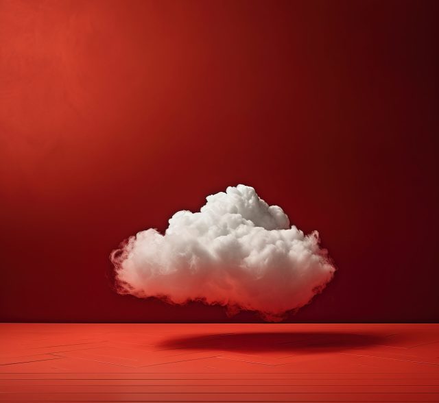 A beautiful and realistic cloud floats against an red studio backgroundh --v 5.2